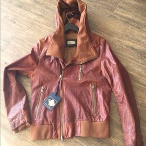 Leather Jacket with hoodie